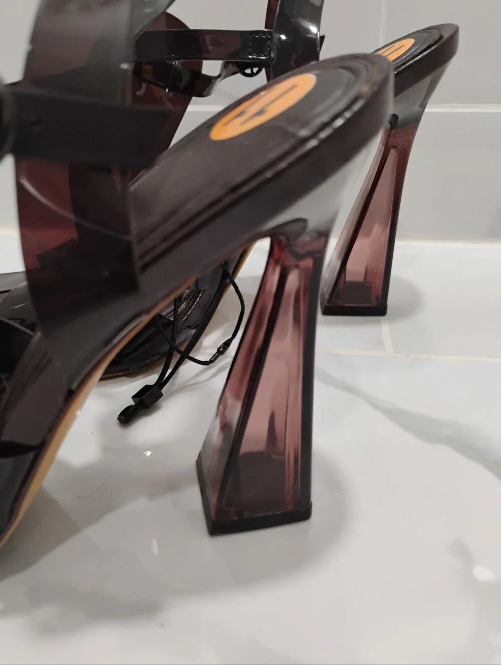 Zara Dark Burgundy Transparent Strappy Heel Sandal